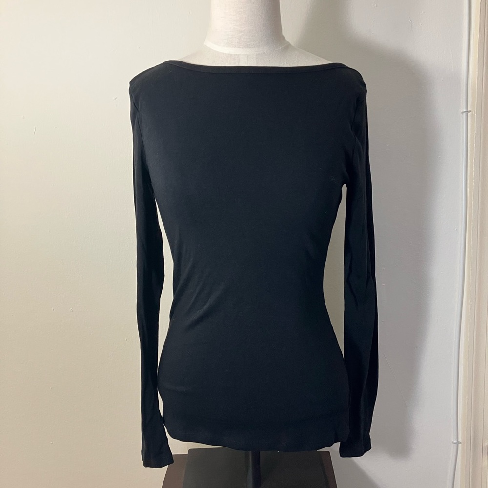 Old Navy black long sleeve boat neck tee